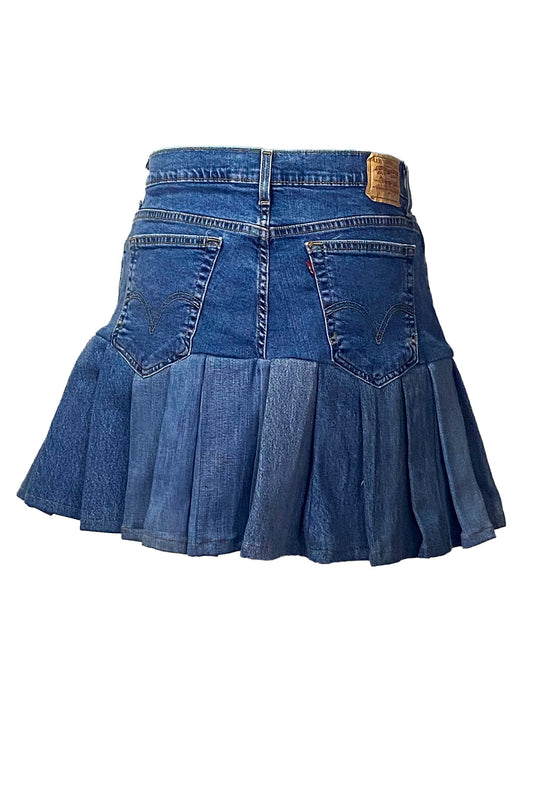 Denim Pleated Skirt