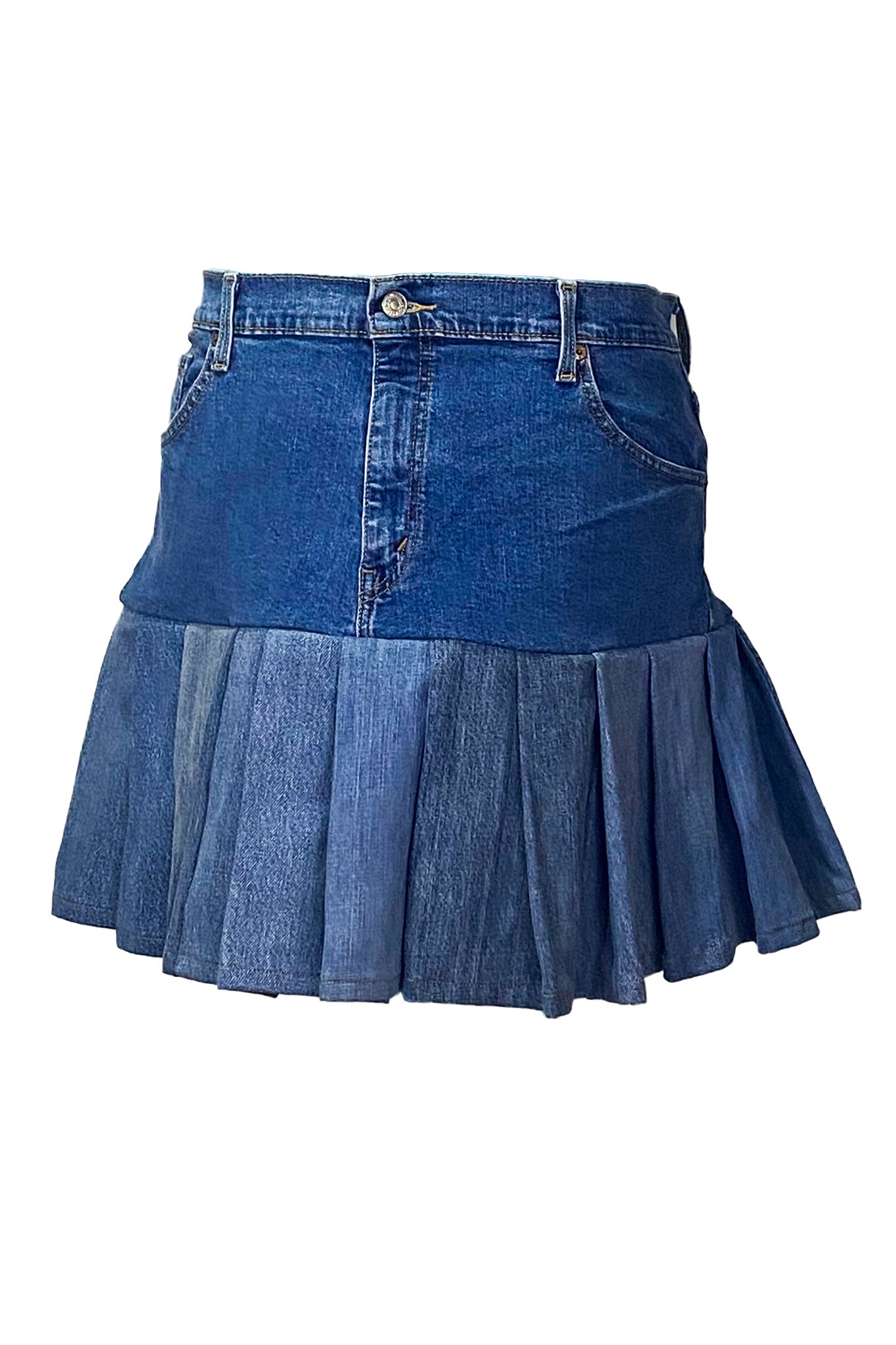 Denim Pleated Skirt