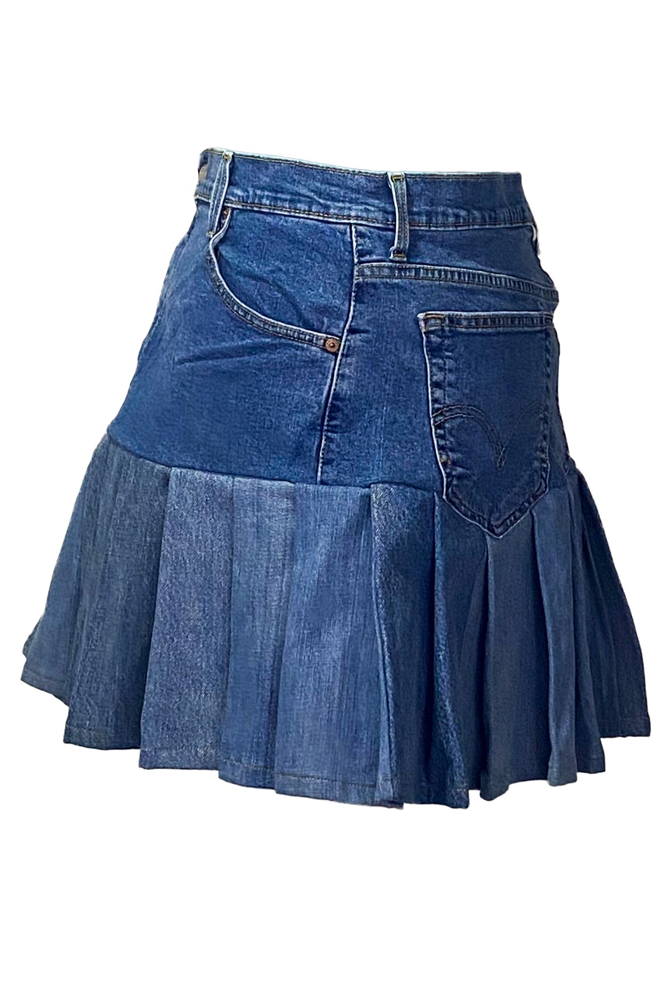 Denim Pleated Skirt