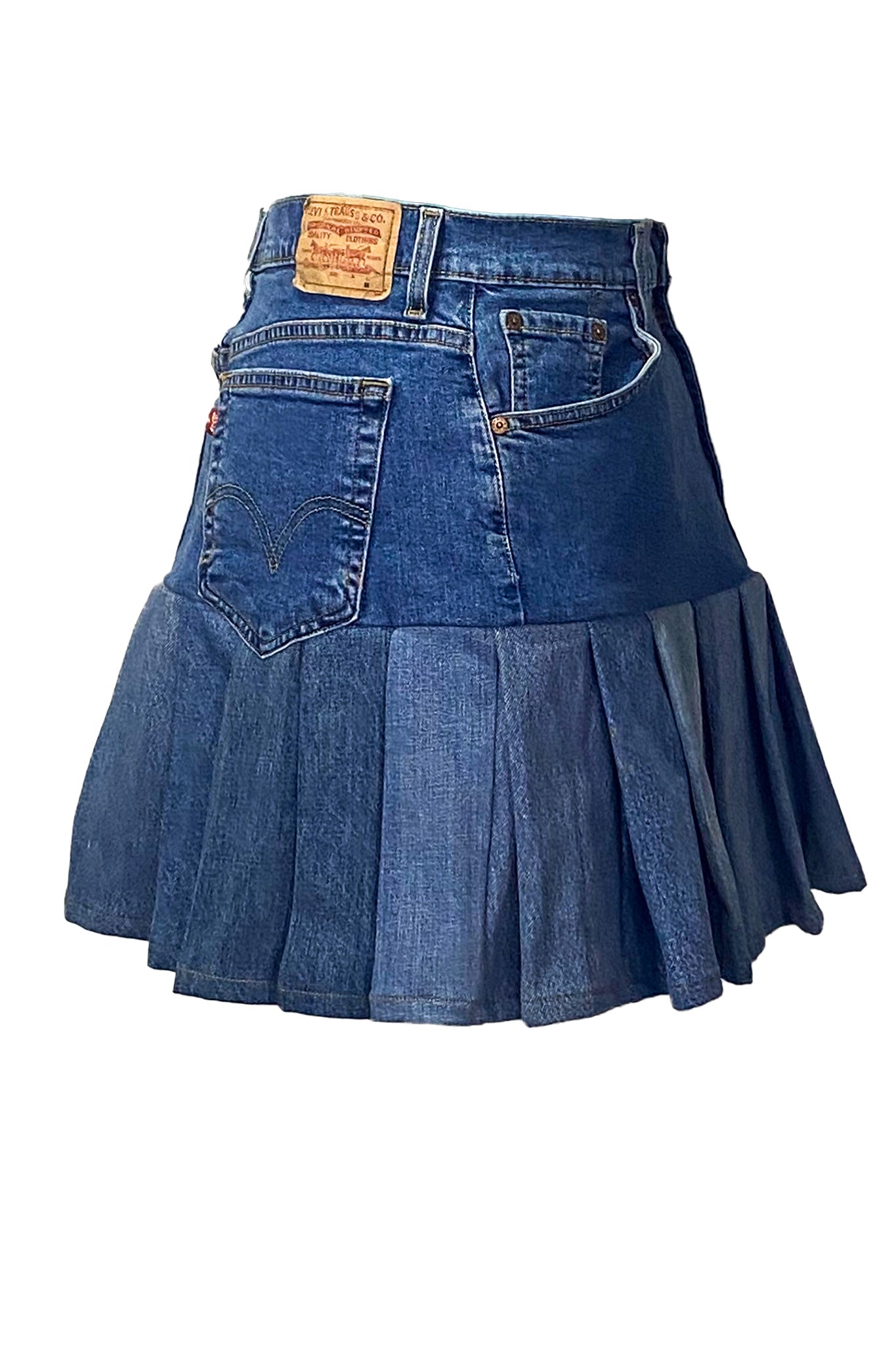 Denim Pleated Skirt
