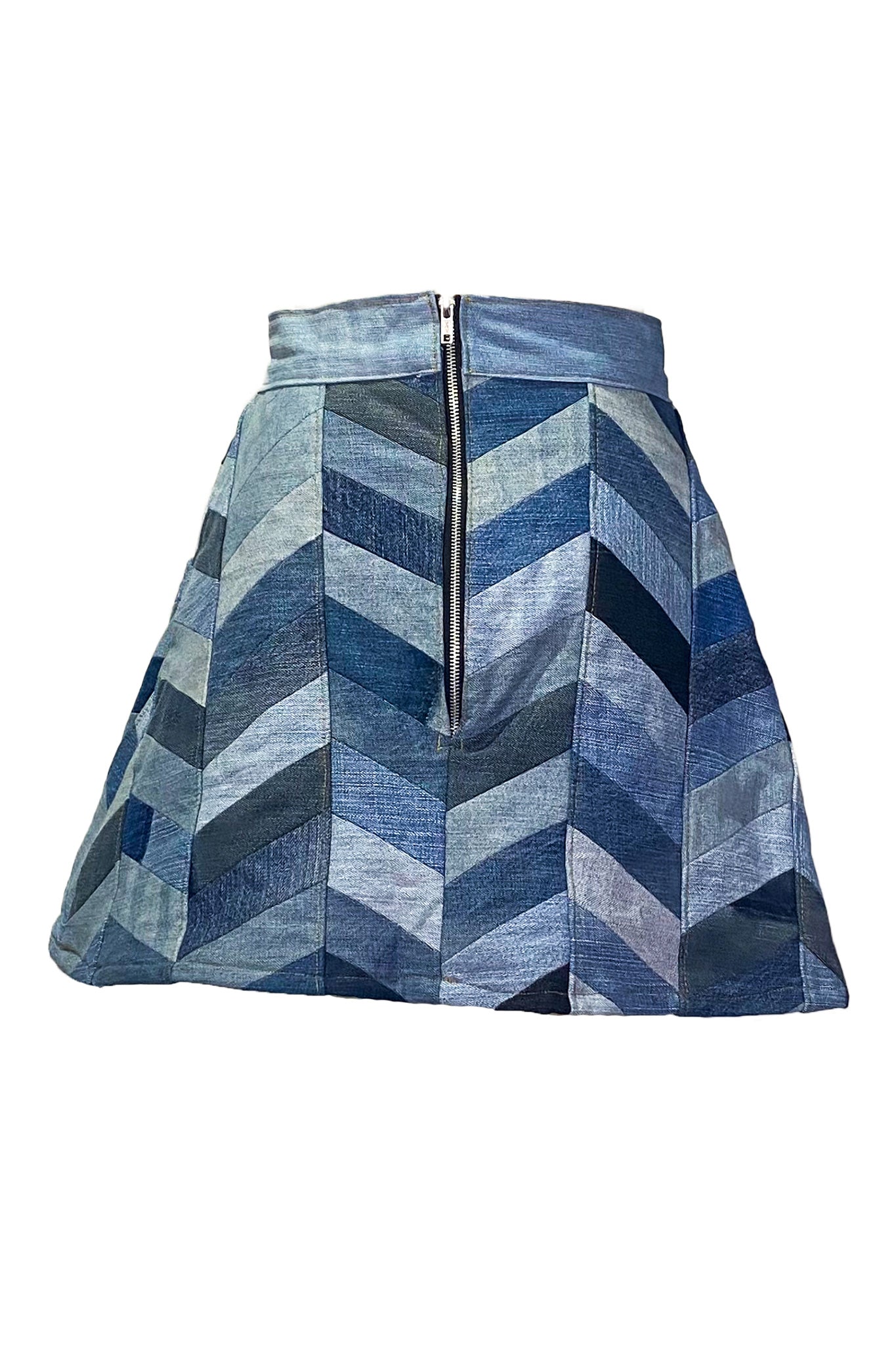 Denim Quilted Chevron Skirt