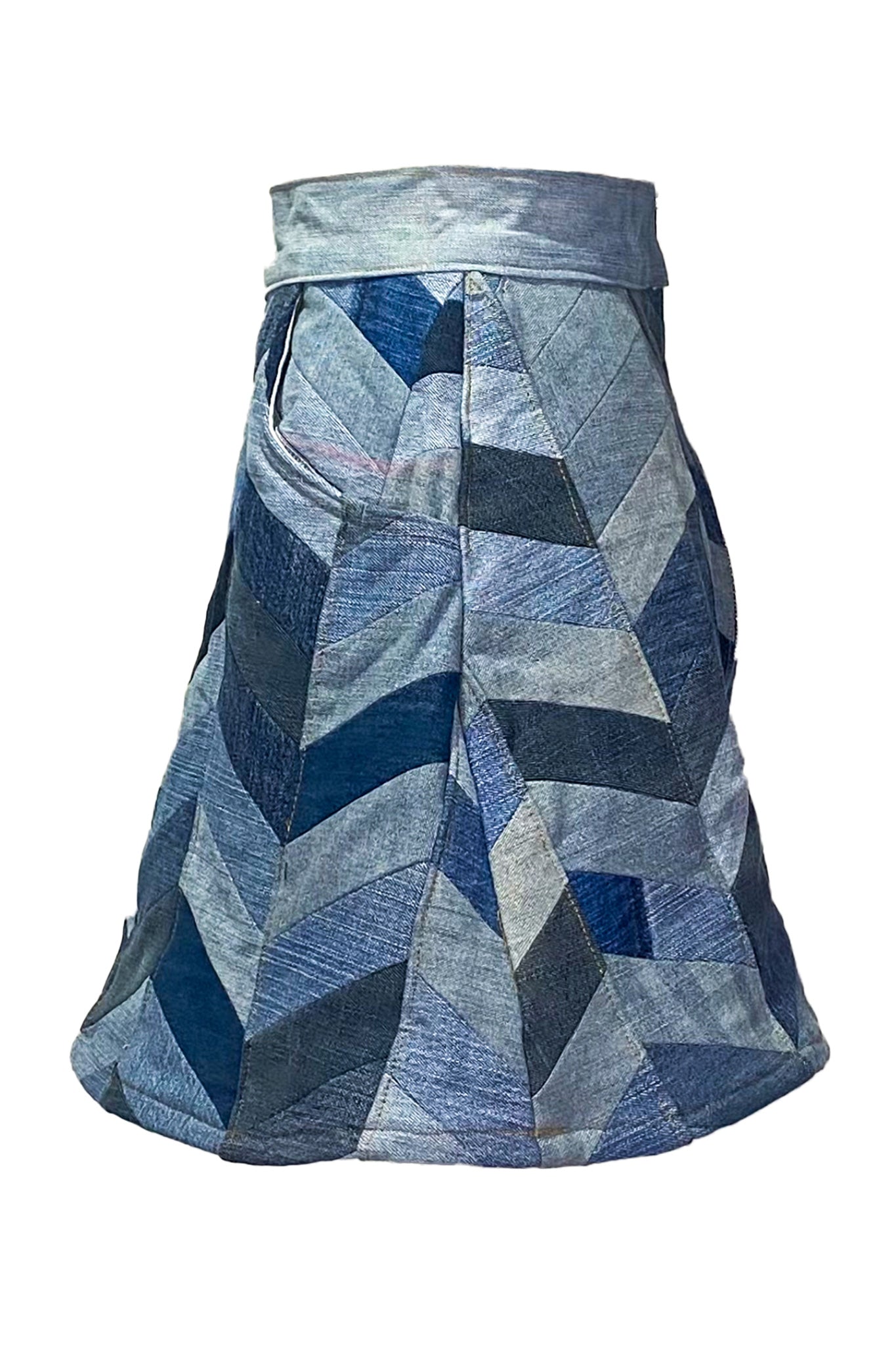 Denim Quilted Chevron Skirt