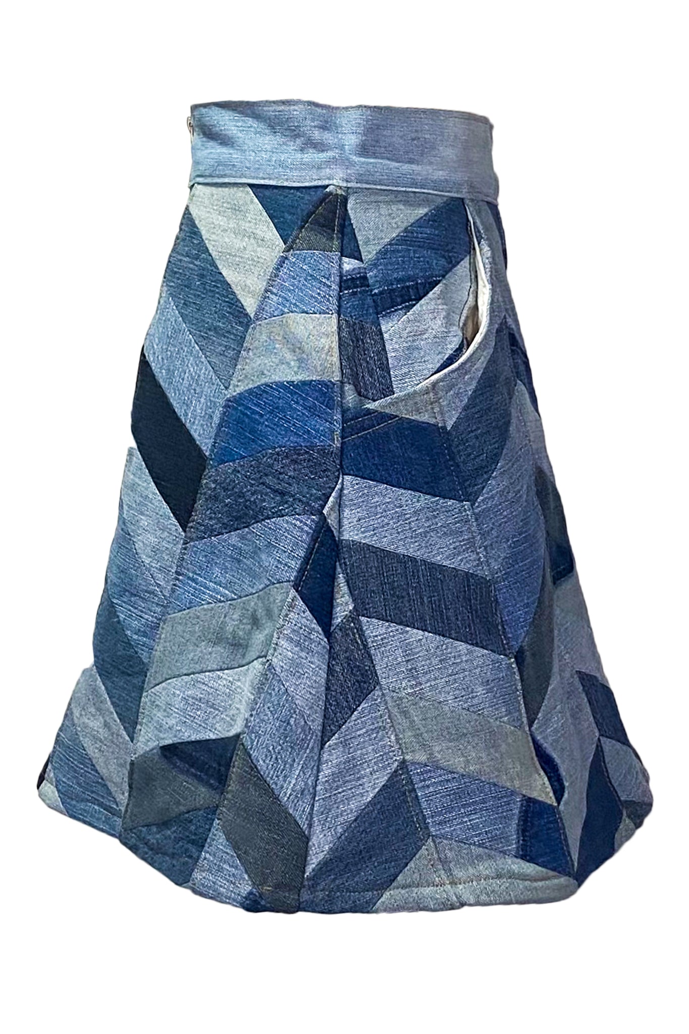 Denim Quilted Chevron Skirt