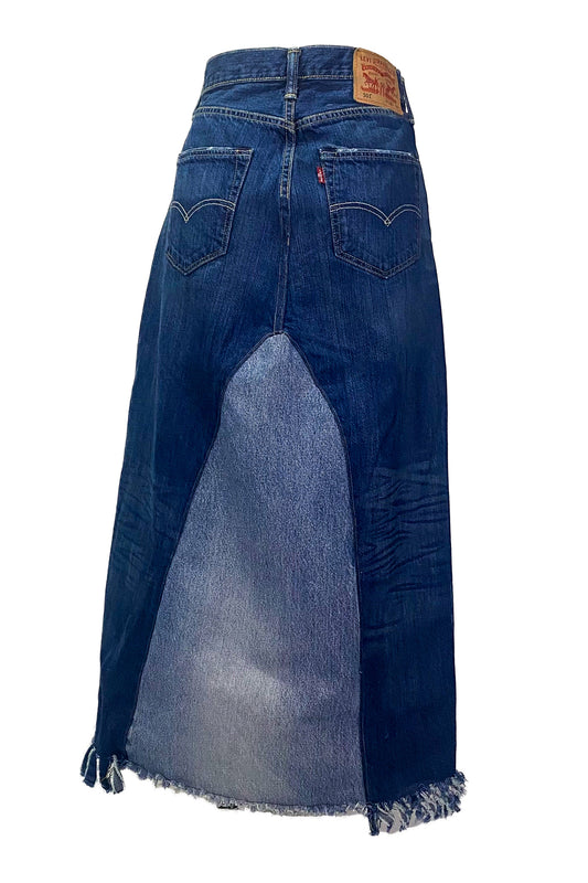 Denim Panel Maxi Skirt