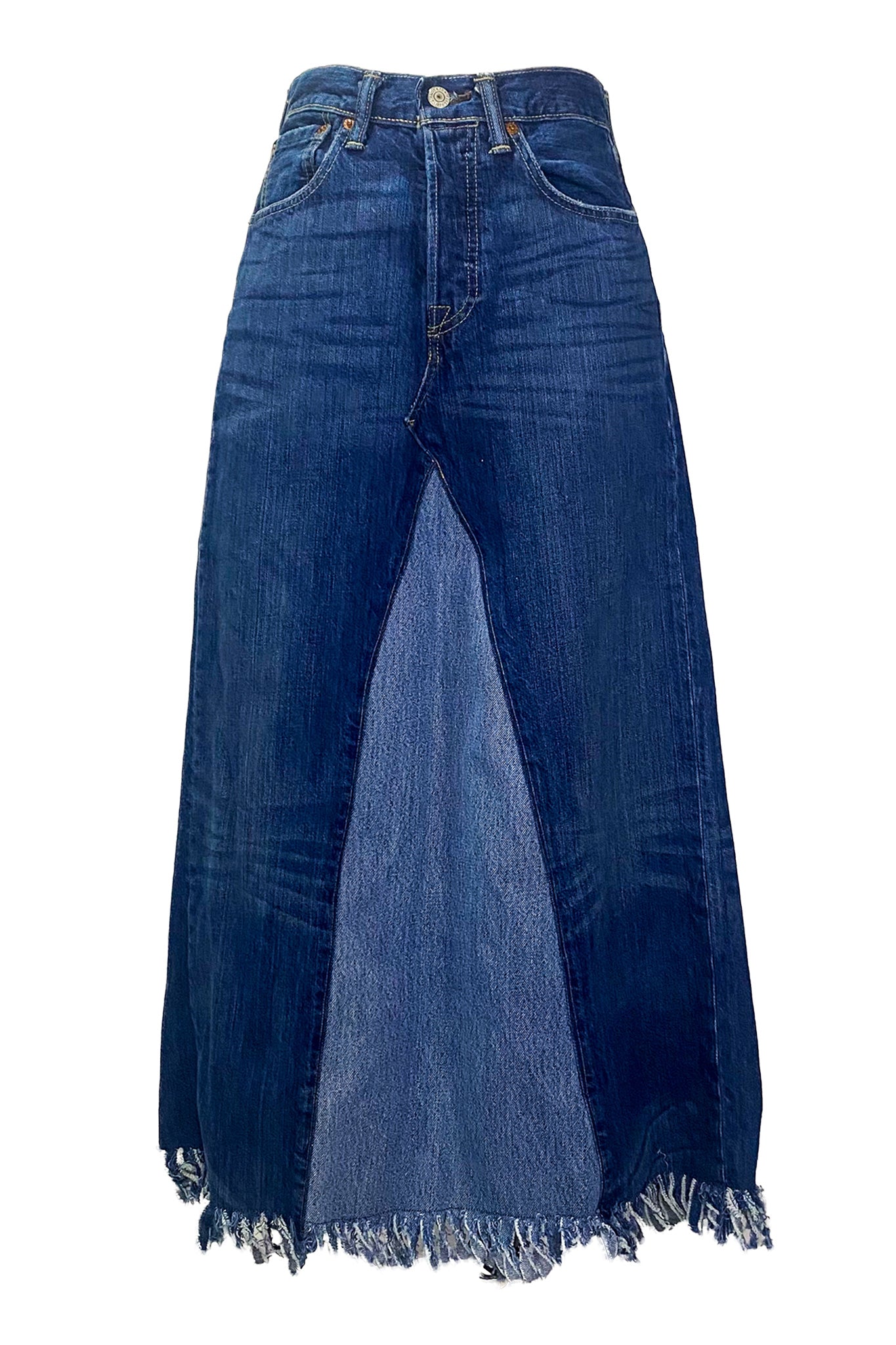 Denim Panel Maxi Skirt