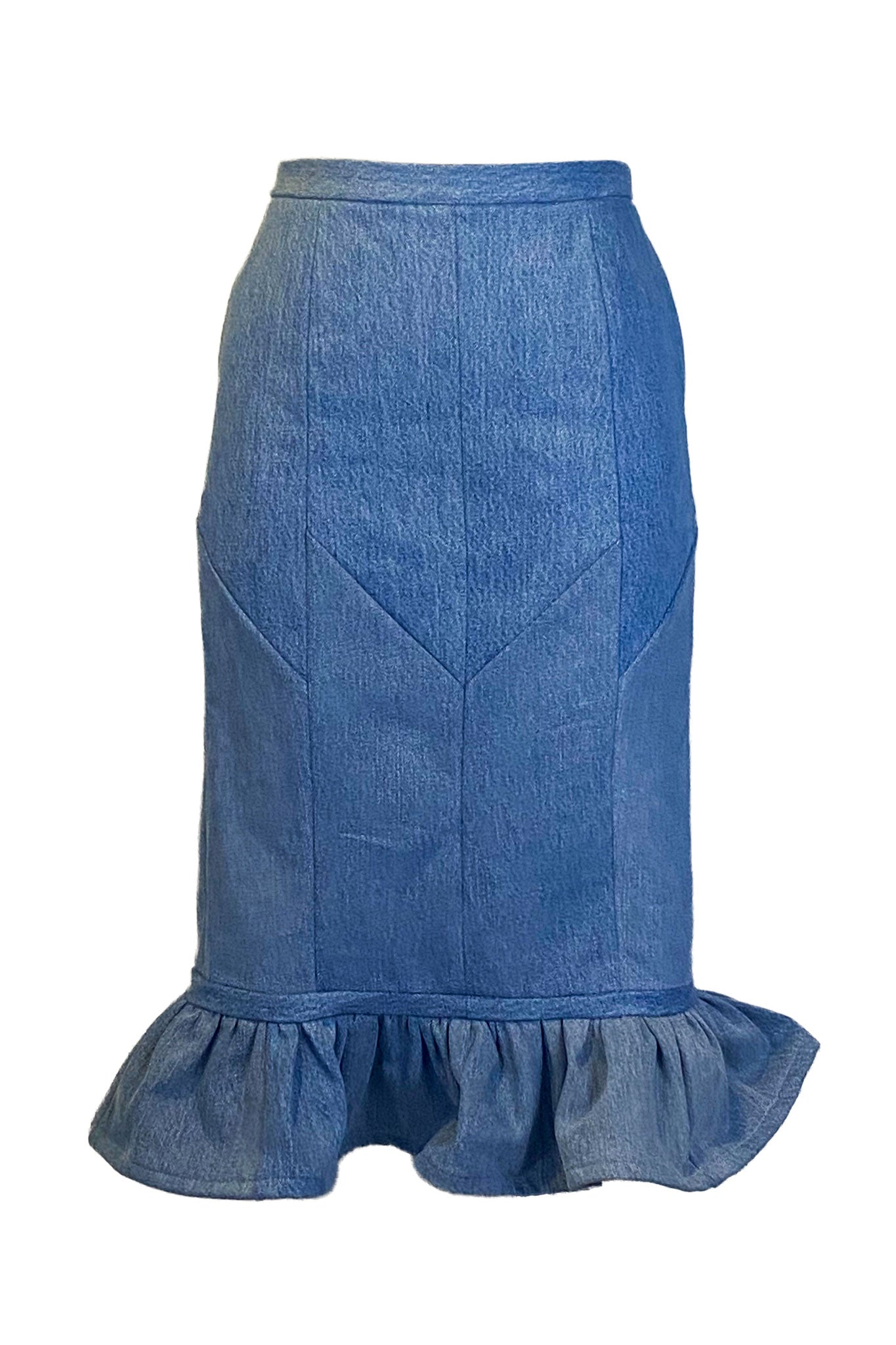 Denim Ruffle Pencil Skirt – pjdaddiodesign - Main Image