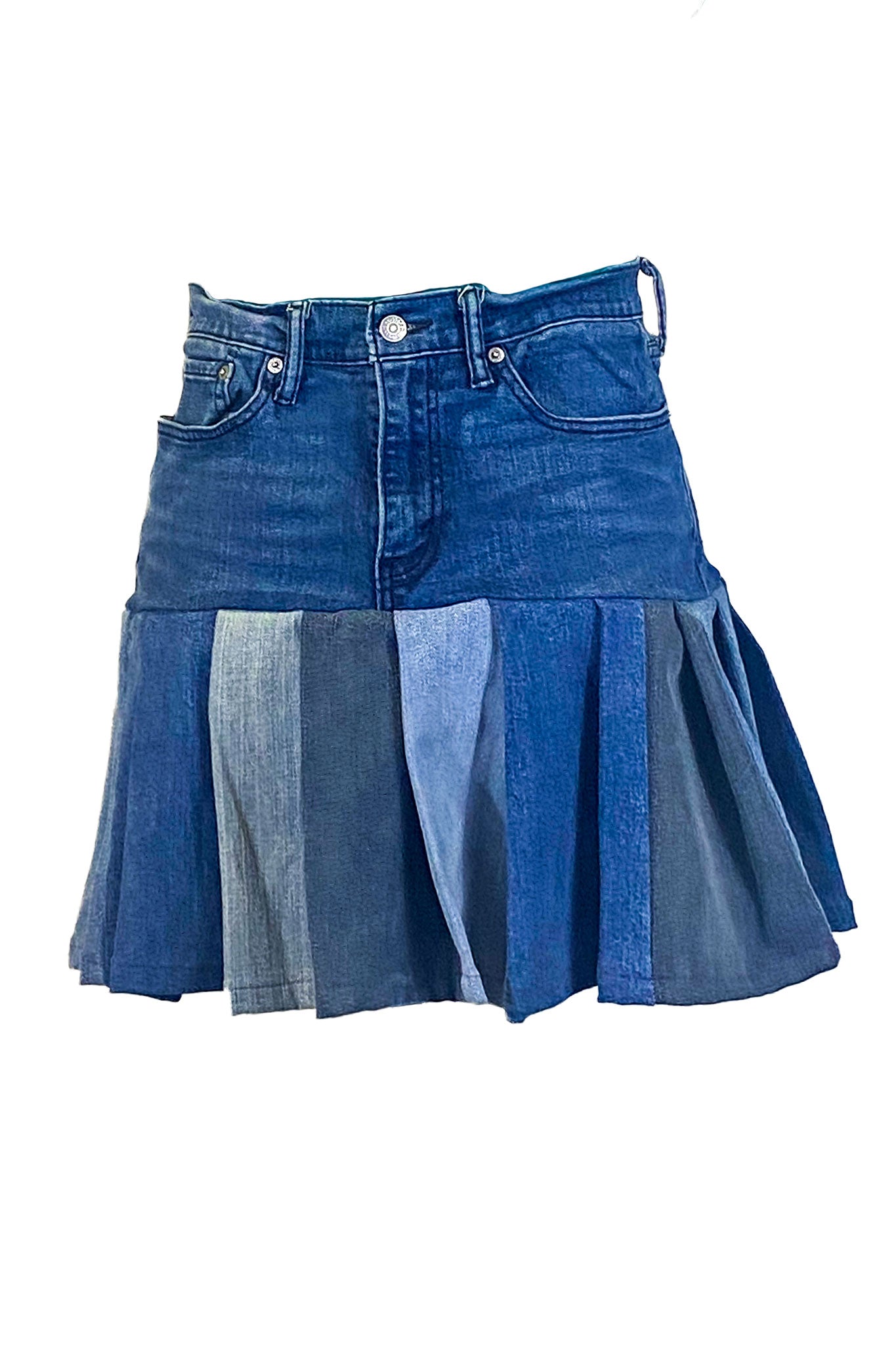 Pleated Denim Skirt