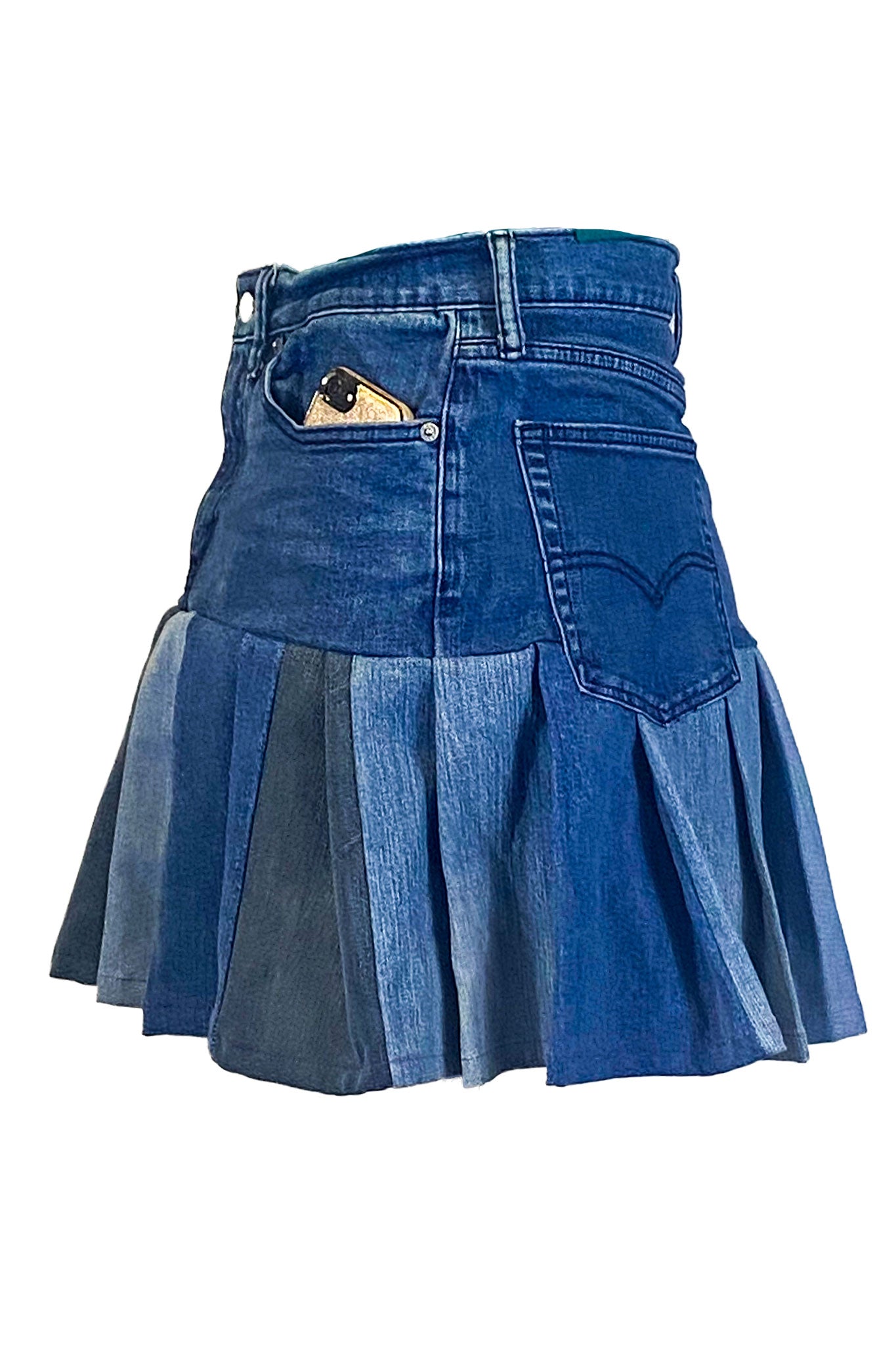 Pleated Denim Skirt