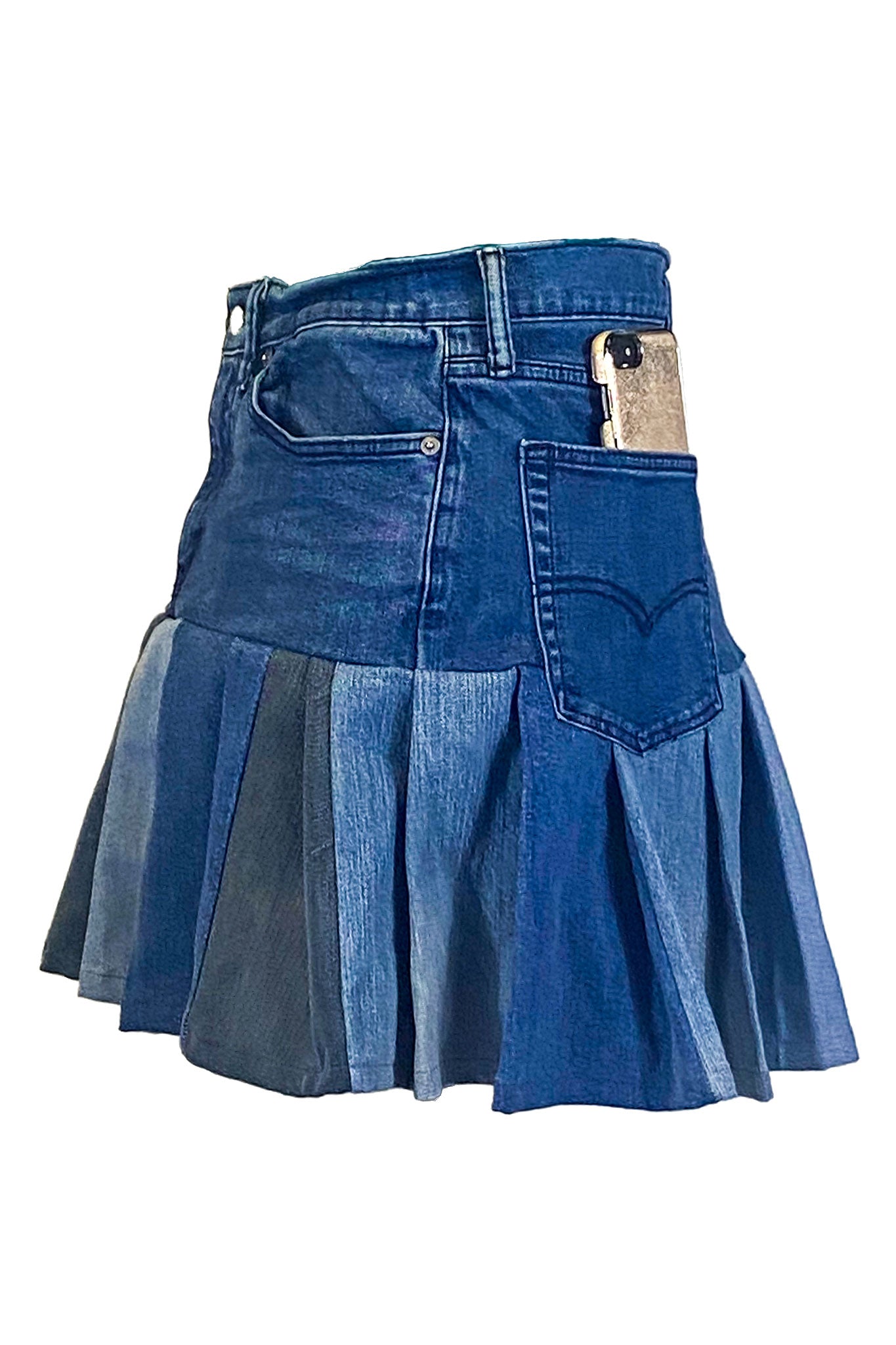 Pleated Denim Skirt