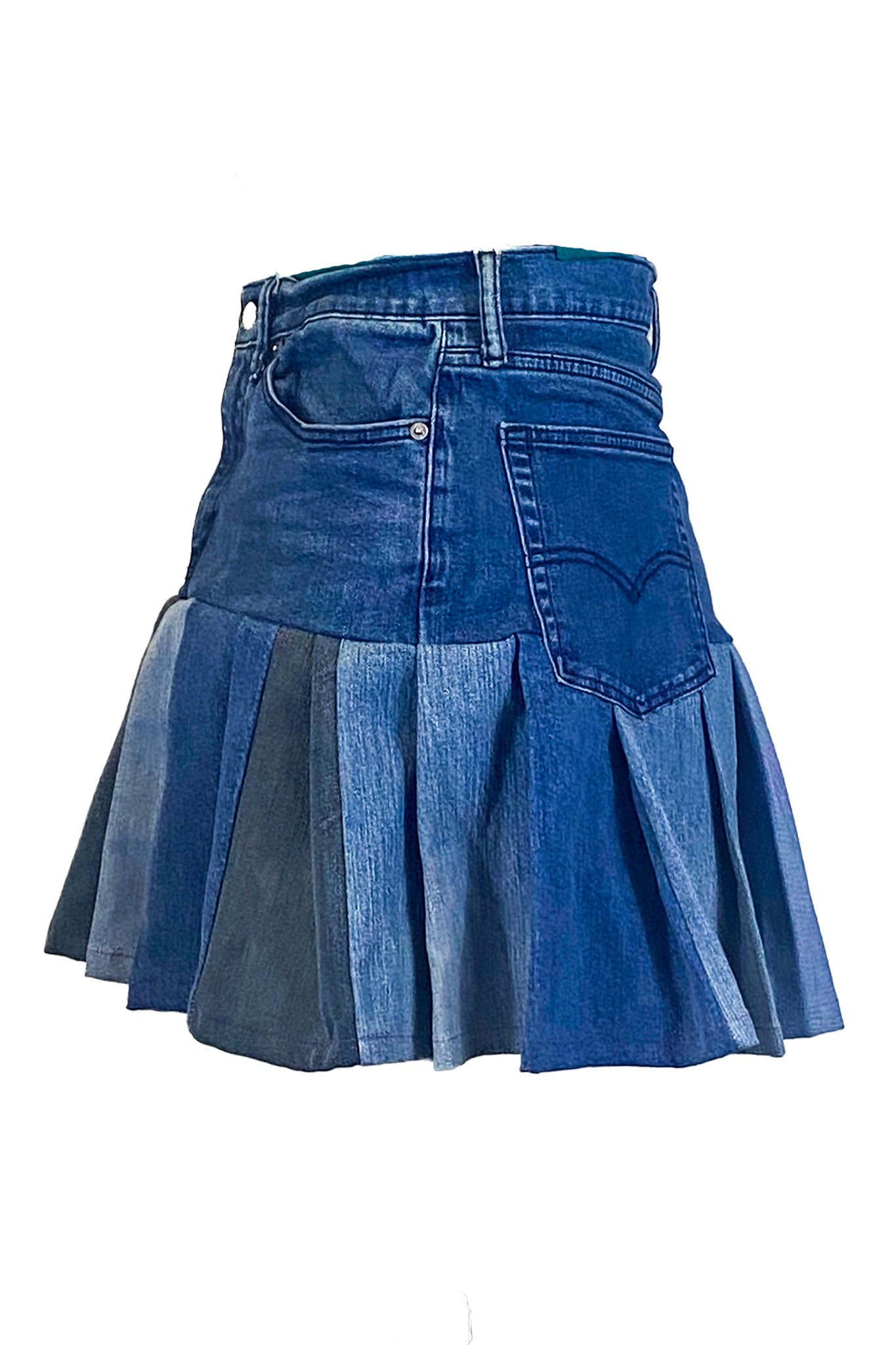 Pleated Denim Skirt