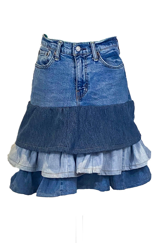 Denim Ruffle Skirt