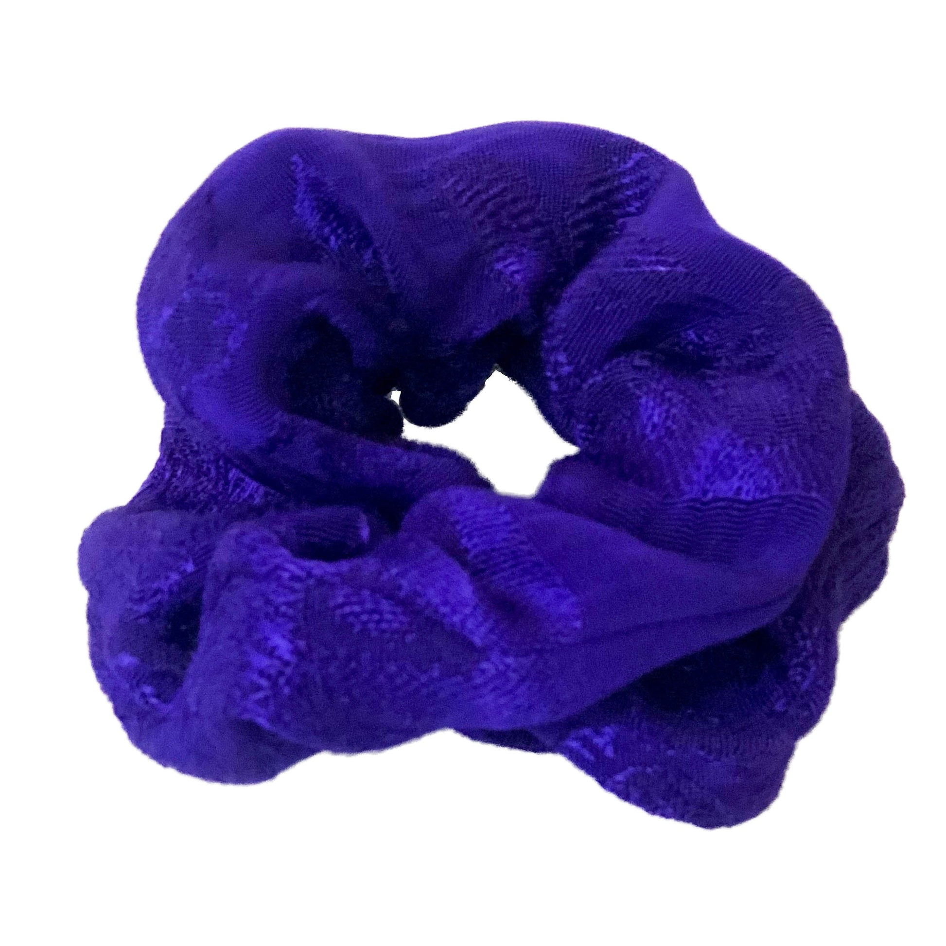 Photo of a scrunchie made of woven purple material