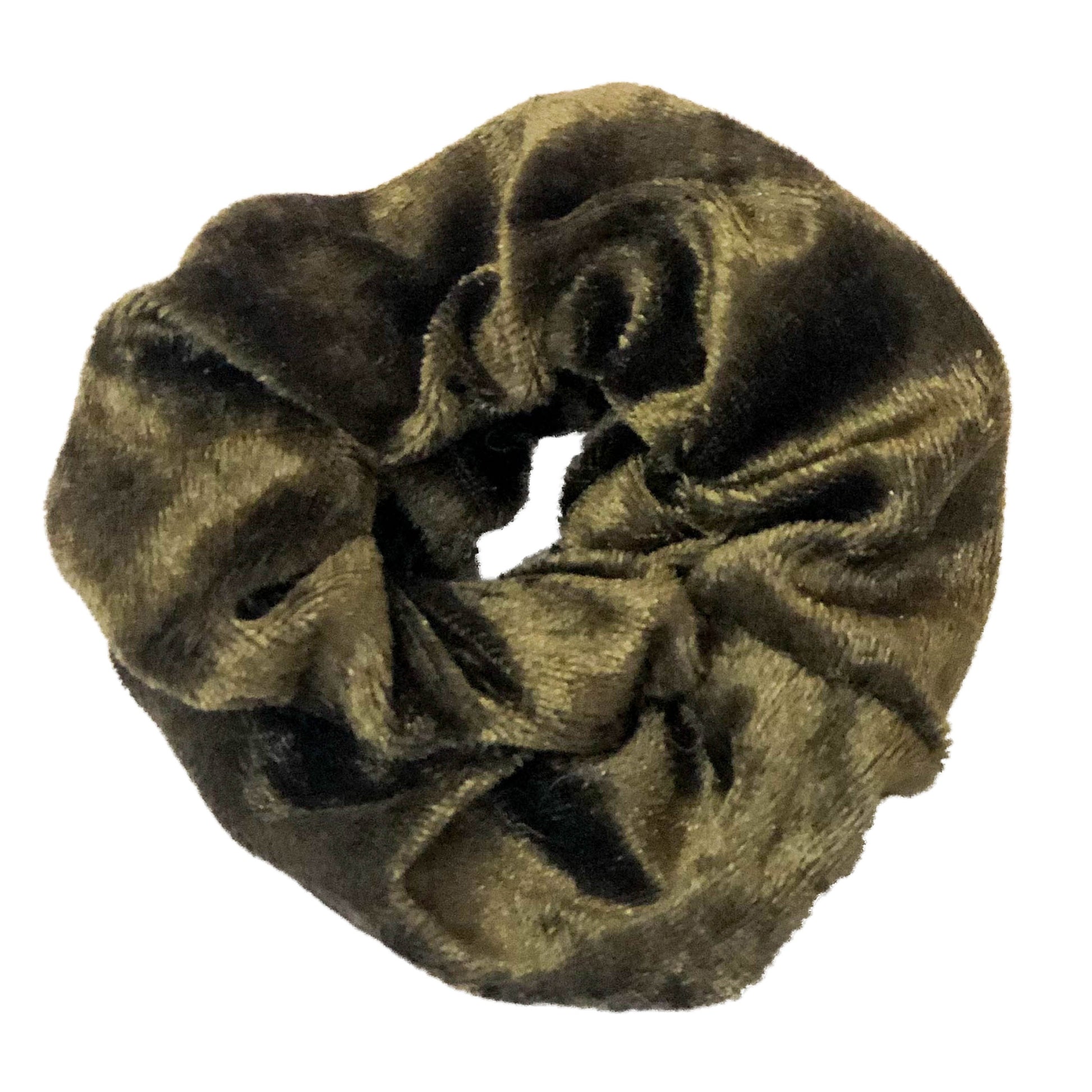 Photo of a scrunchie made of fuzzy brown material