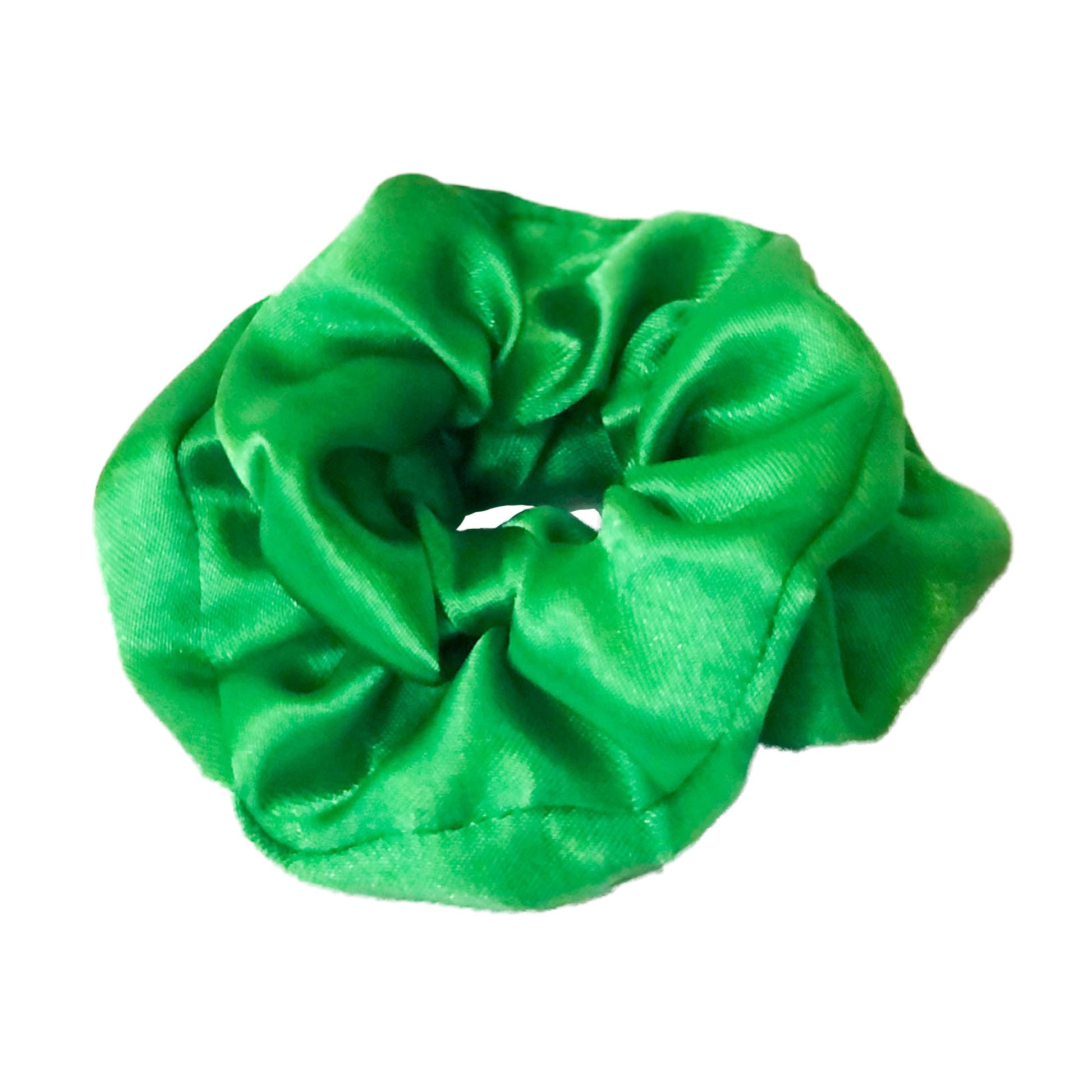 Photo of a shiny green scrunchie